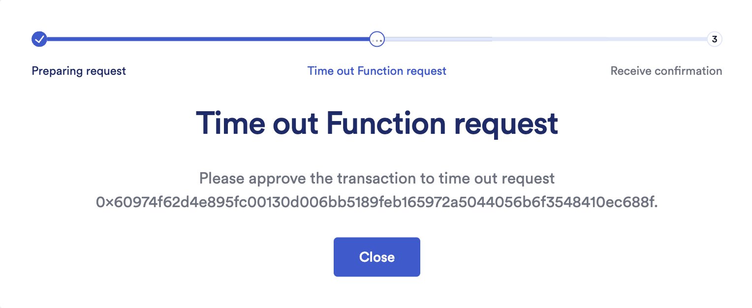 Prompt to approve timeout transaction